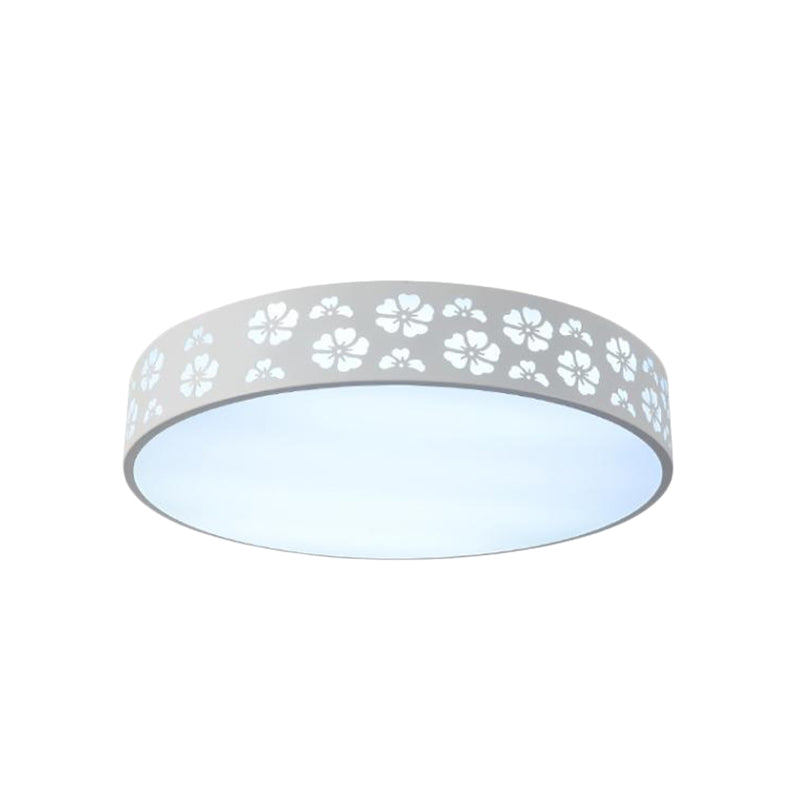 12/16/19.5 Carved Flower Flush Light Led Ceiling Lamp - Modern Metallic Design With Warm/White