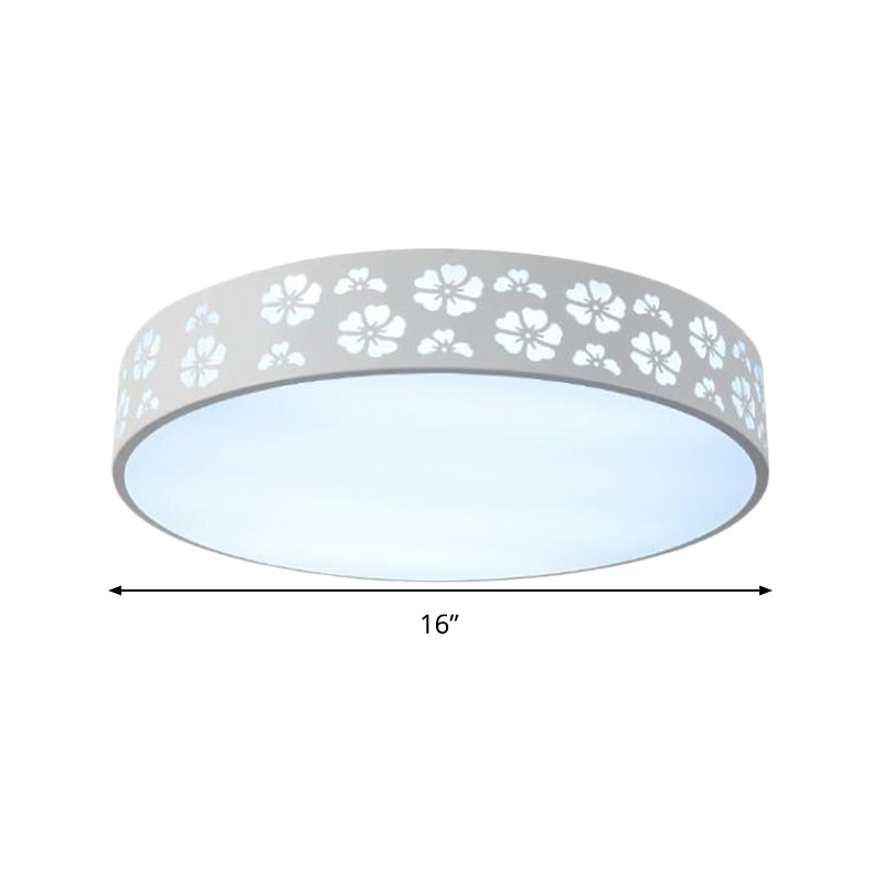 12"/16"/19.5" Carved Flower Flush Light LED Ceiling Lamp - Modern Metallic Design with Warm/White Light