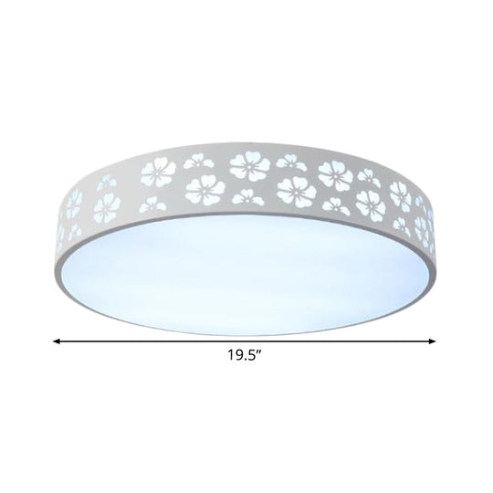 12"/16"/19.5" Carved Flower Flush Light LED Ceiling Lamp - Modern Metallic Design with Warm/White Light