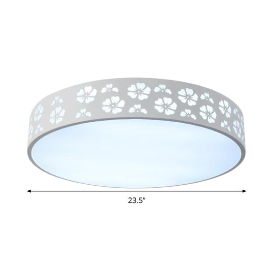 12"/16"/19.5" Carved Flower Flush Light LED Ceiling Lamp - Modern Metallic Design with Warm/White Light