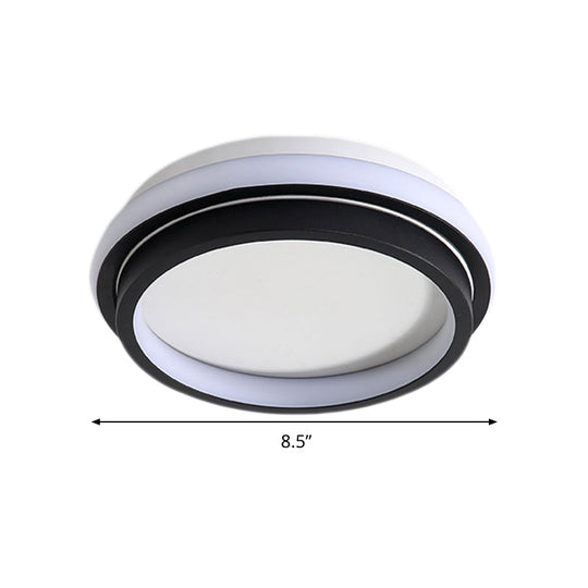 Simple Style Led Foyer Flush Mount Ceiling Light - Black Lamp With Metal Shade (Square/Round) In