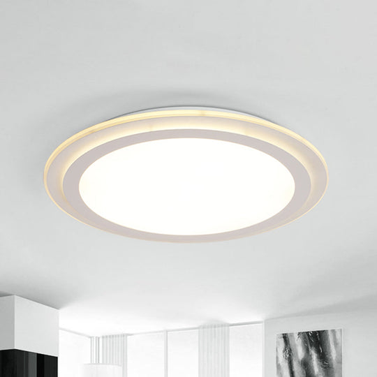 Modern 2 Tier Round Ceiling Flush Mount Light - 12.5"/16.5"/20.5" Dia - Acrylic LED - Warm/White Light - White Flushmount