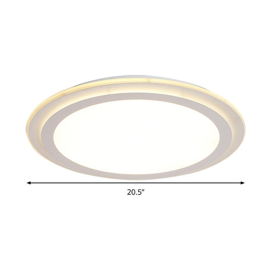 Modern 2 Tier Round Ceiling Flush Mount Light - 12.5"/16.5"/20.5" Dia - Acrylic LED - Warm/White Light - White Flushmount