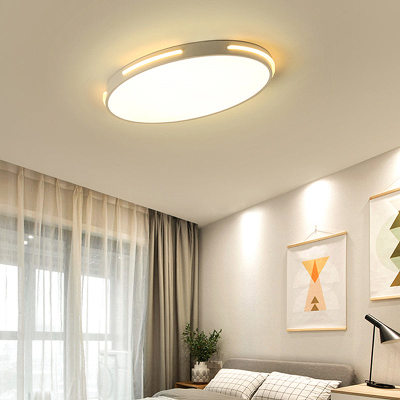 23"/27" Dia LED Acrylic Ceiling Light Fixture in Simple Style, White, Thin Round Flush Lamp with Warm/White/3 Color Light Options