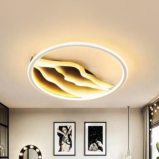 Stylish 16"/19.5" LED Ceiling Flush Mount in Acrylic Black and White – Warm/White Light for Bedroom