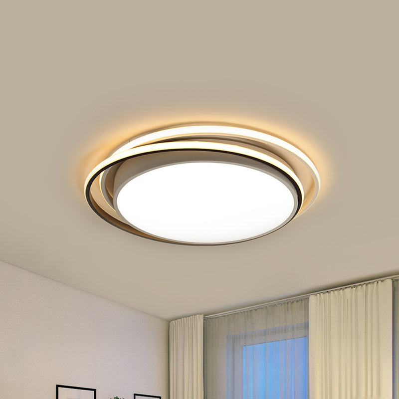 15"/19" W LED Flush Ring Light - Simple Style Metal Ceiling Lighting in Black/White Warm/White/3 Color Light