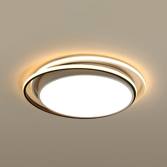 15"/19" W LED Flush Ring Light - Simple Style Metal Ceiling Lighting in Black/White Warm/White/3 Color Light