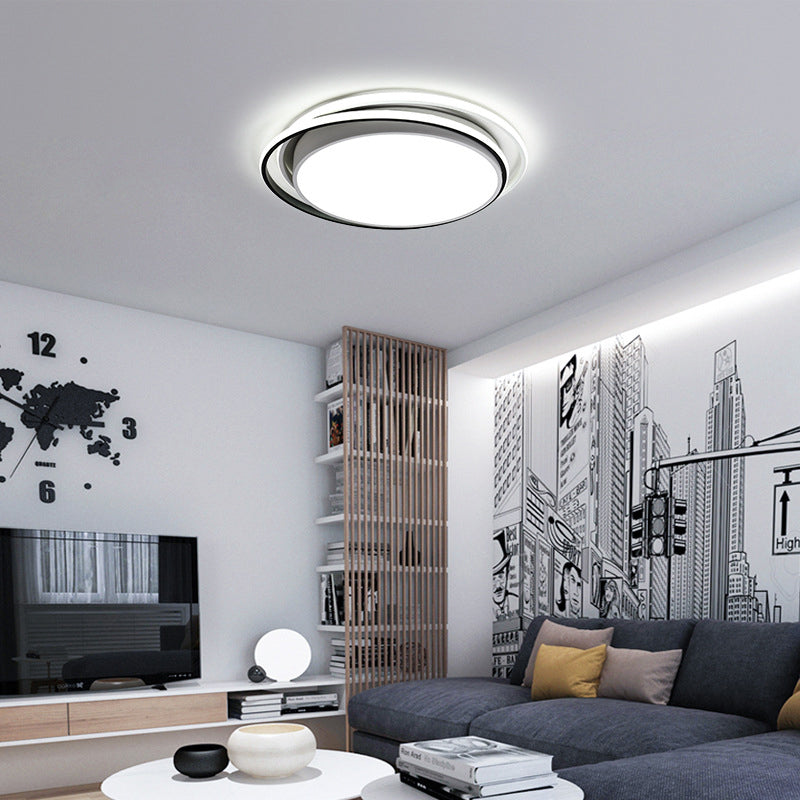 15/19 W Led Flush Ring Light - Simple Style Metal Ceiling Lighting In Black/White Warm/White/3 Color