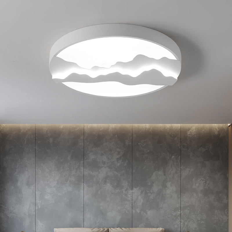 Mountain View Flush Mount Light: Modern Gray/White Metal 16/19.5 Led Ceiling Fixture With Warm/White