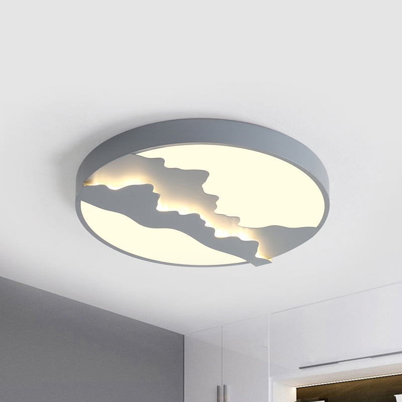 Mountain View Flush Led Ceiling Light In Simple Gray/White Finish - 16/19.5 Wide With Warm/White