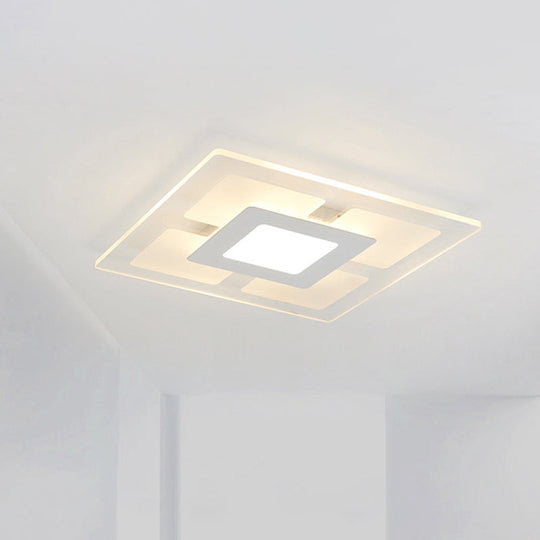 16.5"/20.5" Wide Acrylic Square Ceiling Mounted Light - Modern Simple Style White LED Flush Mount Lamp with Warm/White Light