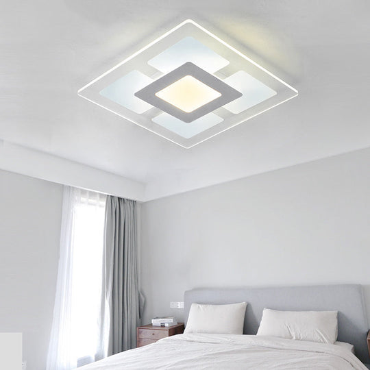 16.5/20.5 Wide Acrylic Square Ceiling Mounted Light - Modern Simple Style White Led Flush Mount Lamp