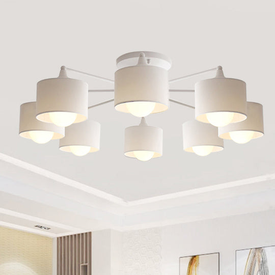 Sleek 8-Light Fabric Sputnik Pendant Chandelier For Living Room - Minimalist Design