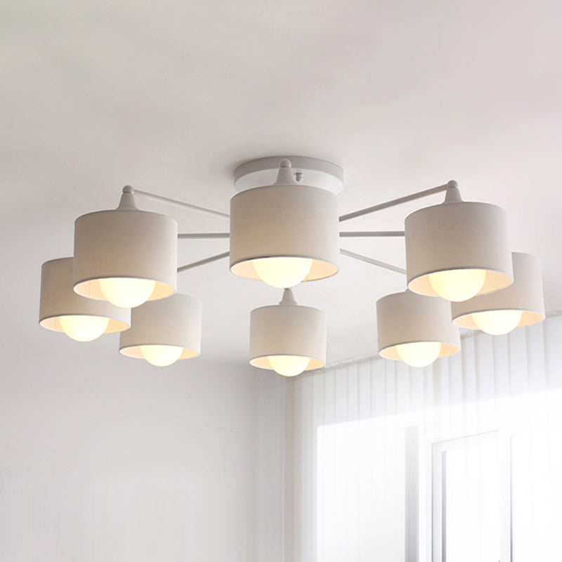 Sleek 8-Light Fabric Sputnik Pendant Chandelier For Living Room - Minimalist Design