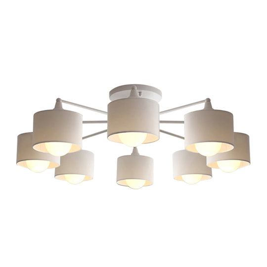 Sleek 8-Light Fabric Sputnik Pendant Chandelier For Living Room - Minimalist Design