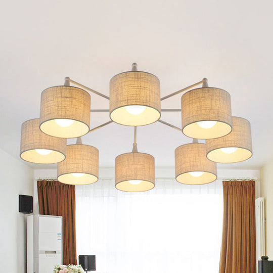 Sleek 8-Light Fabric Sputnik Pendant Chandelier For Living Room - Minimalist Design