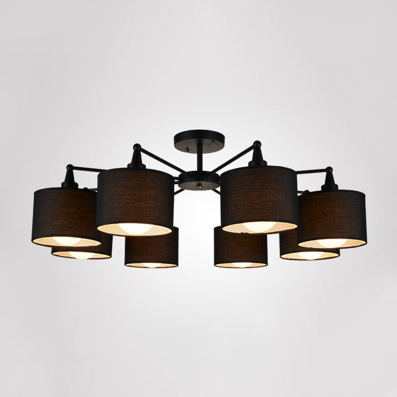 Sleek 8-Light Fabric Sputnik Pendant Chandelier For Living Room - Minimalist Design