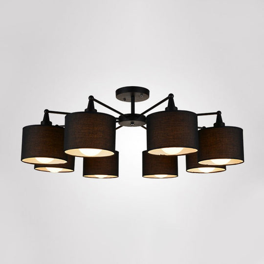 Sleek 8-Light Fabric Sputnik Pendant Chandelier For Living Room - Minimalist Design