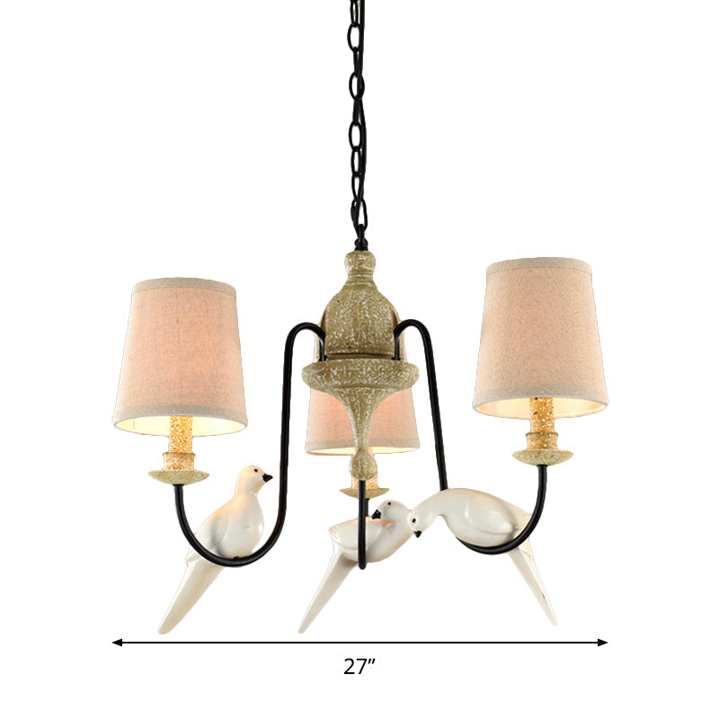 Nordic Fabric Barrel Pendant Chandelier Light - Tan Hanging Ceiling Light (3/6 Heads)