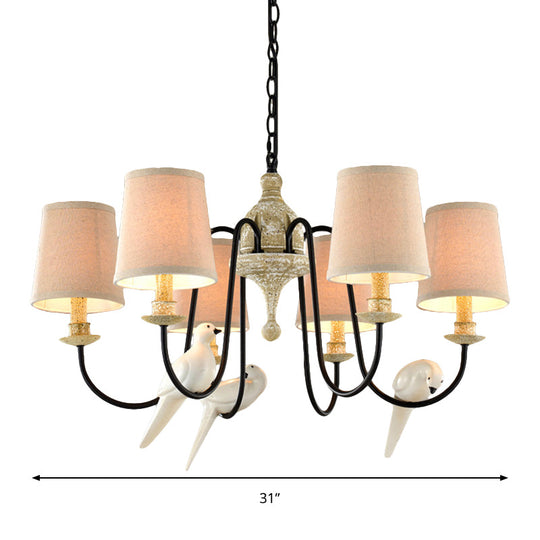 Nordic Fabric Barrel Pendant Chandelier Light - Tan Hanging Ceiling Light (3/6 Heads)