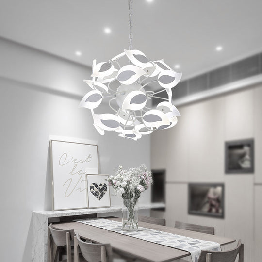 Modern White Acrylic Leaf Chandelier with LED Lights - Ideal Pendant Lighting Fixture for Dining Room