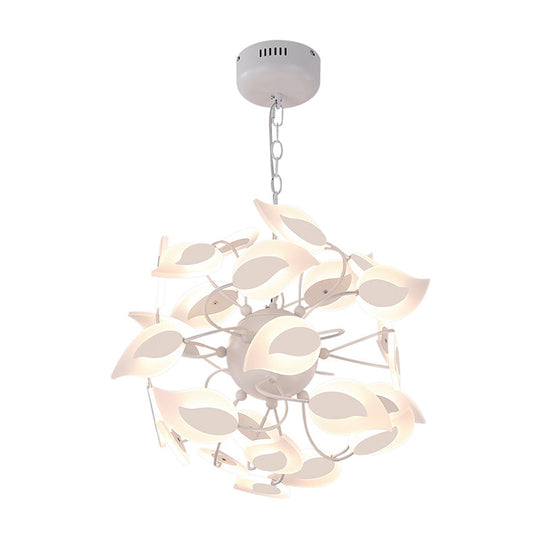 Modern Acrylic White Leaf Chandelier Led Pendant Light For Dining Room