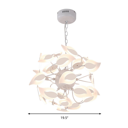 Modern White Acrylic Leaf Chandelier with LED Lights - Ideal Pendant Lighting Fixture for Dining Room