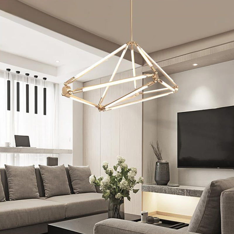 Modern Gold Metal Diamond Led Chandelier - Hanging Ceiling Light