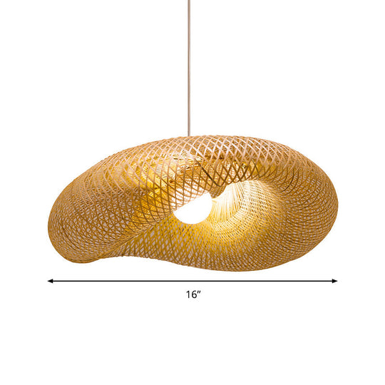 Twist Pendant Lighting - Bamboo 1-Light Hanging Lamp in Beige - Multiple Sizes