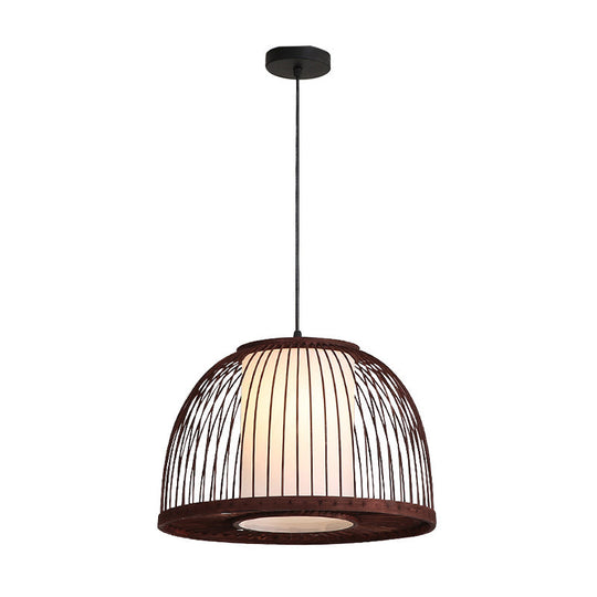 Bamboo Domed Pendant Lamp Asia 1 Light - Coffee Size Options: 14 16 18 Ideal For Dining Room