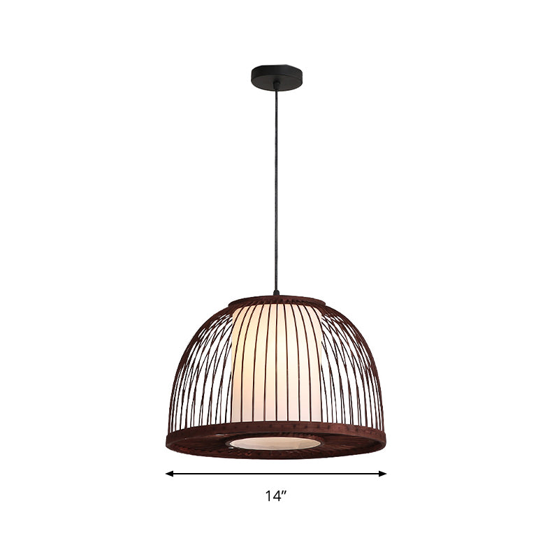 Bamboo Domed Pendant Lamp Asia 1 Light - Coffee Size Options: 14 16 18 Ideal For Dining Room