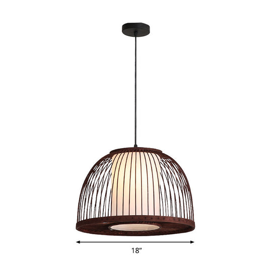 Bamboo Domed Pendant Lamp Asia 1 Light - Coffee Size Options: 14 16 18 Ideal For Dining Room