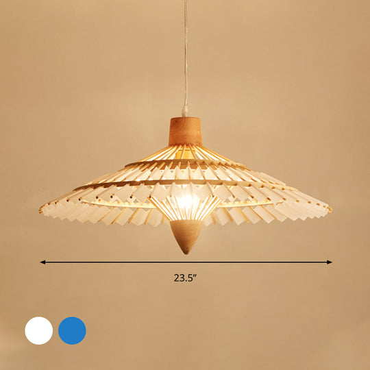 Asia Bamboo Ceiling Light Pendant - 19.5" / 23.5" / 27.5" - White/Blue