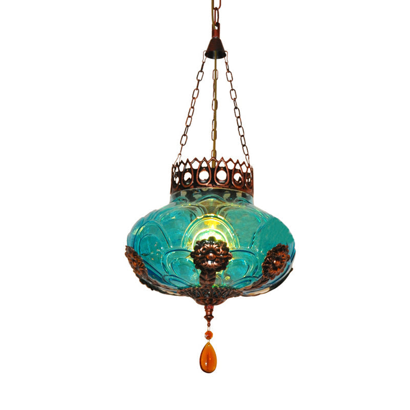 Moroccan Blue Glass Pendant Light For Dining Room Suspension Lamp