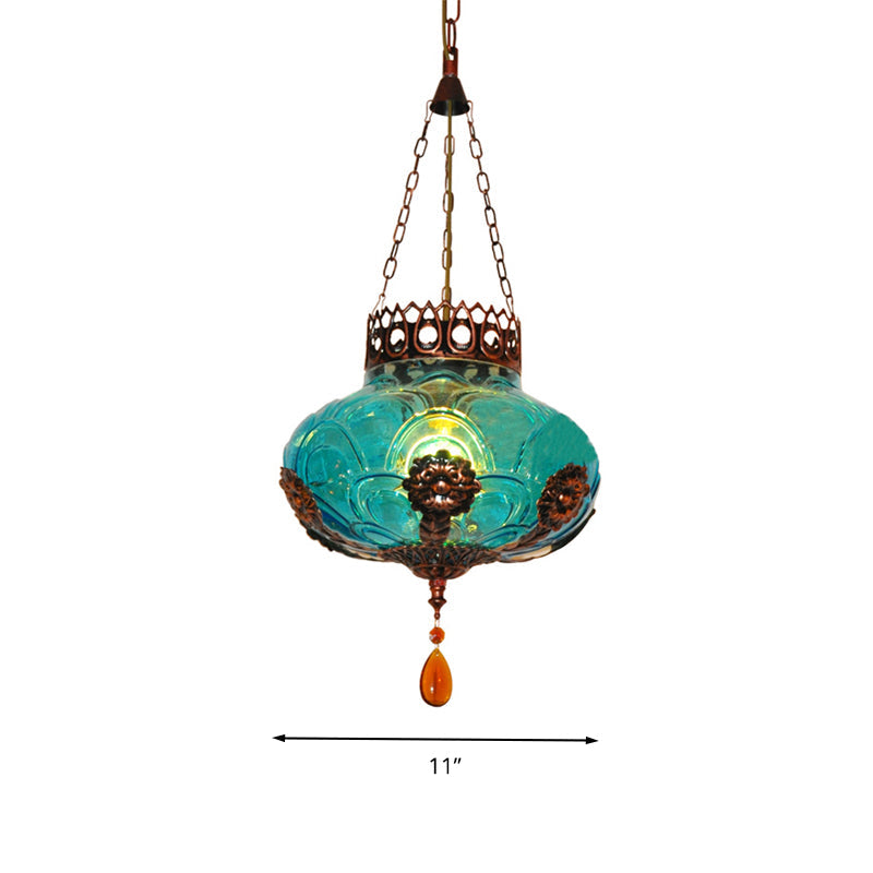 Moroccan Blue Glass Pendant Light For Dining Room Suspension Lamp