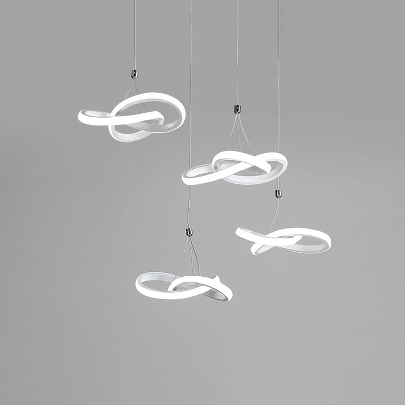 White LED Acrylic Ceiling Chandelier - Seamless Curve Design with Warm/White Light