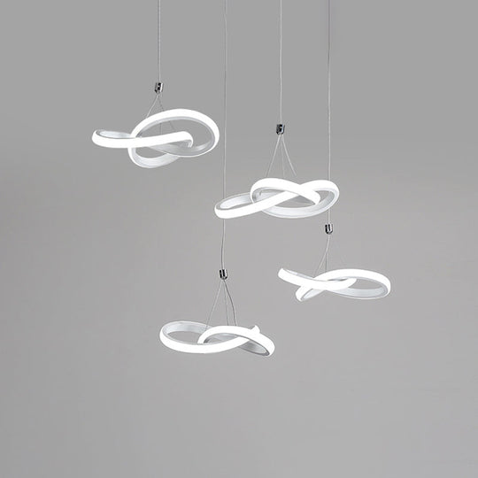 Sleek Acrylic Curve Led Chandelier Light - Seamless Hang Ceiling Lamp Simple White Design Warm/White