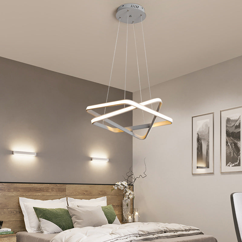 Modern Acrylic Hanging Light: Seamless White Led Chandelier With Warm/White Lighting