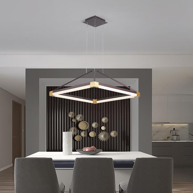 Modern Rhombus Pendant Light: Metal White/Coffee Led Chandelier With Warm/White Light 18/23.5/31.5