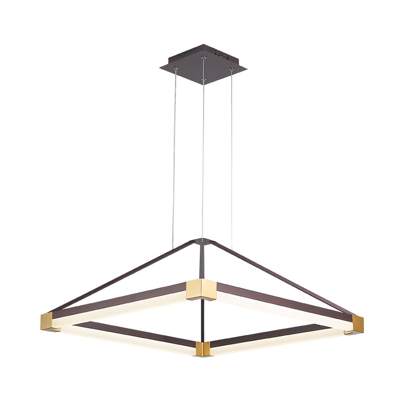 Modern Metal Rhombus Pendant Light Fixture, White/Coffee, LED Chandelier in Warm/White Light - 18"/23.5"/31.5" Wide