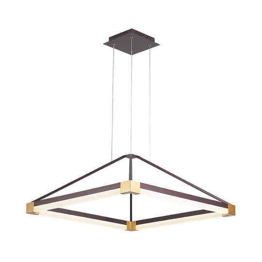 Modern Metal Rhombus Pendant Light Fixture, White/Coffee, LED Chandelier in Warm/White Light - 18"/23.5"/31.5" Wide