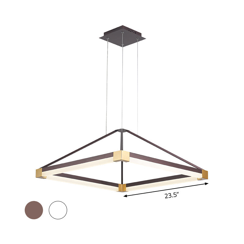 Modern Rhombus Pendant Light: Metal White/Coffee Led Chandelier With Warm/White Light 18/23.5/31.5