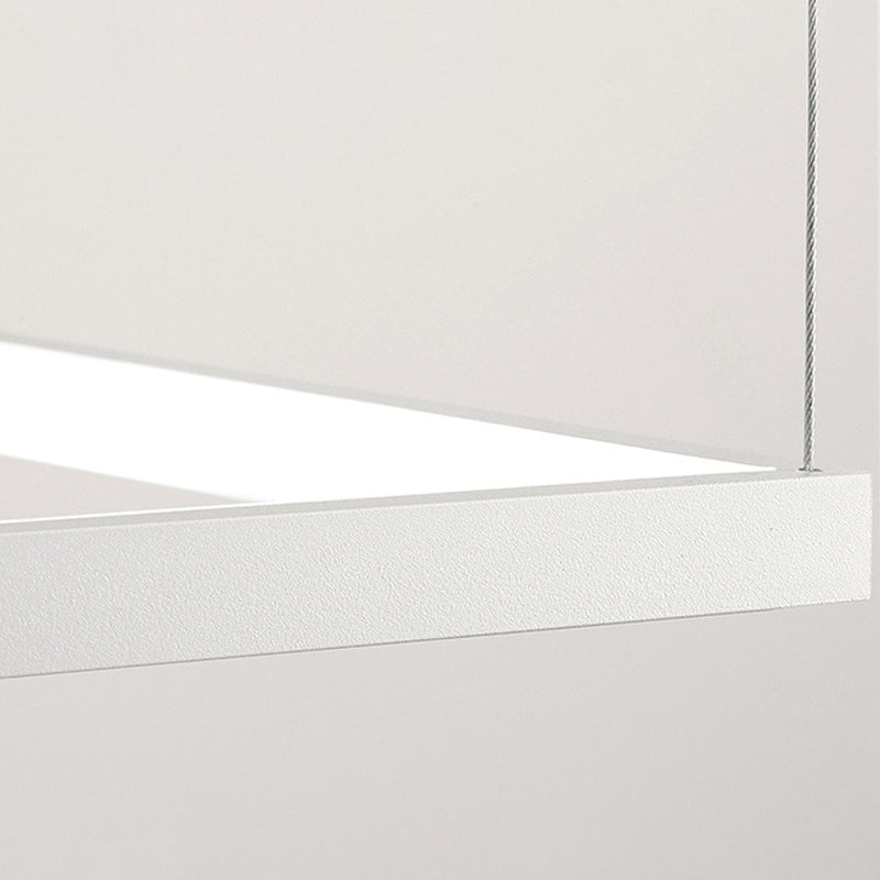 Minimalist Led Hanging Lamp Kit - Metal White Rectangle 3 Width Options Light Temperatures