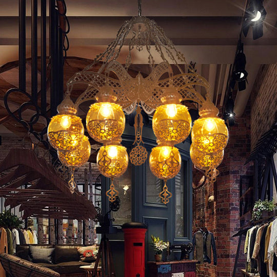 Yellow Glass Hanging Moroccan Chandelier | 3/6/8 Lights Restaurant Lighting 8 /