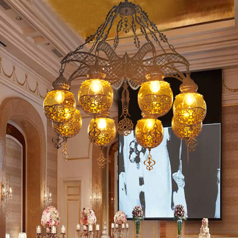 Yellow Glass Hanging Moroccan Chandelier | 3/6/8 Lights Restaurant Lighting