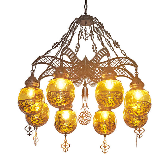 Yellow Glass Hanging Moroccan Chandelier | 3/6/8 Lights Restaurant Lighting