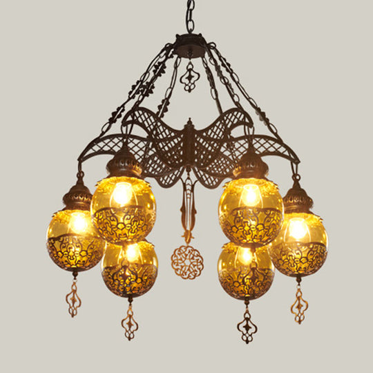 Yellow Glass Hanging Moroccan Chandelier | 3/6/8 Lights Restaurant Lighting 6 /