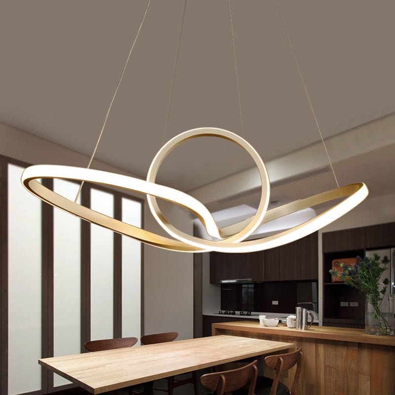 Gold Seamless Ceiling Light: Simple Acrylic Pendant Chandelier in Warm/White Light