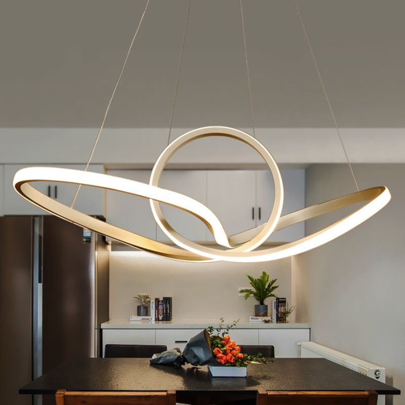 Gold Seamless Ceiling Light: Simple Acrylic Pendant Chandelier in Warm/White Light