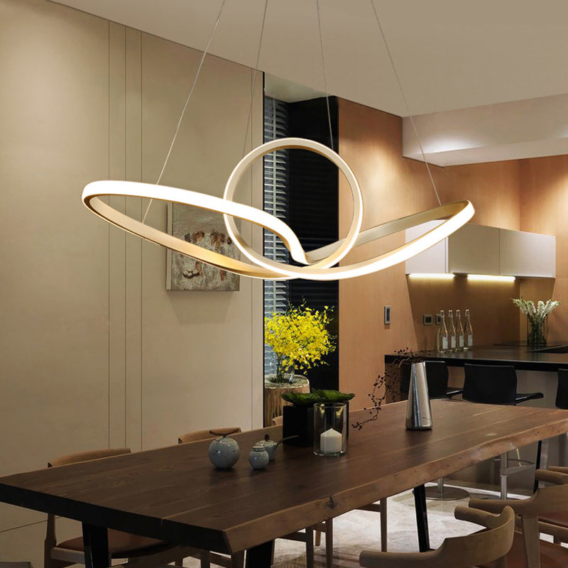 Gold Seamless Ceiling Light: Simple Acrylic Pendant Chandelier in Warm/White Light